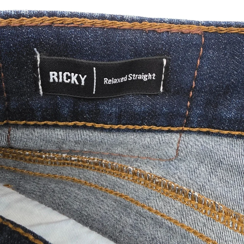 True Religion Ricky Flap SE Jeans Mens 34 Dark Indigo Excellent Relaxed Straight